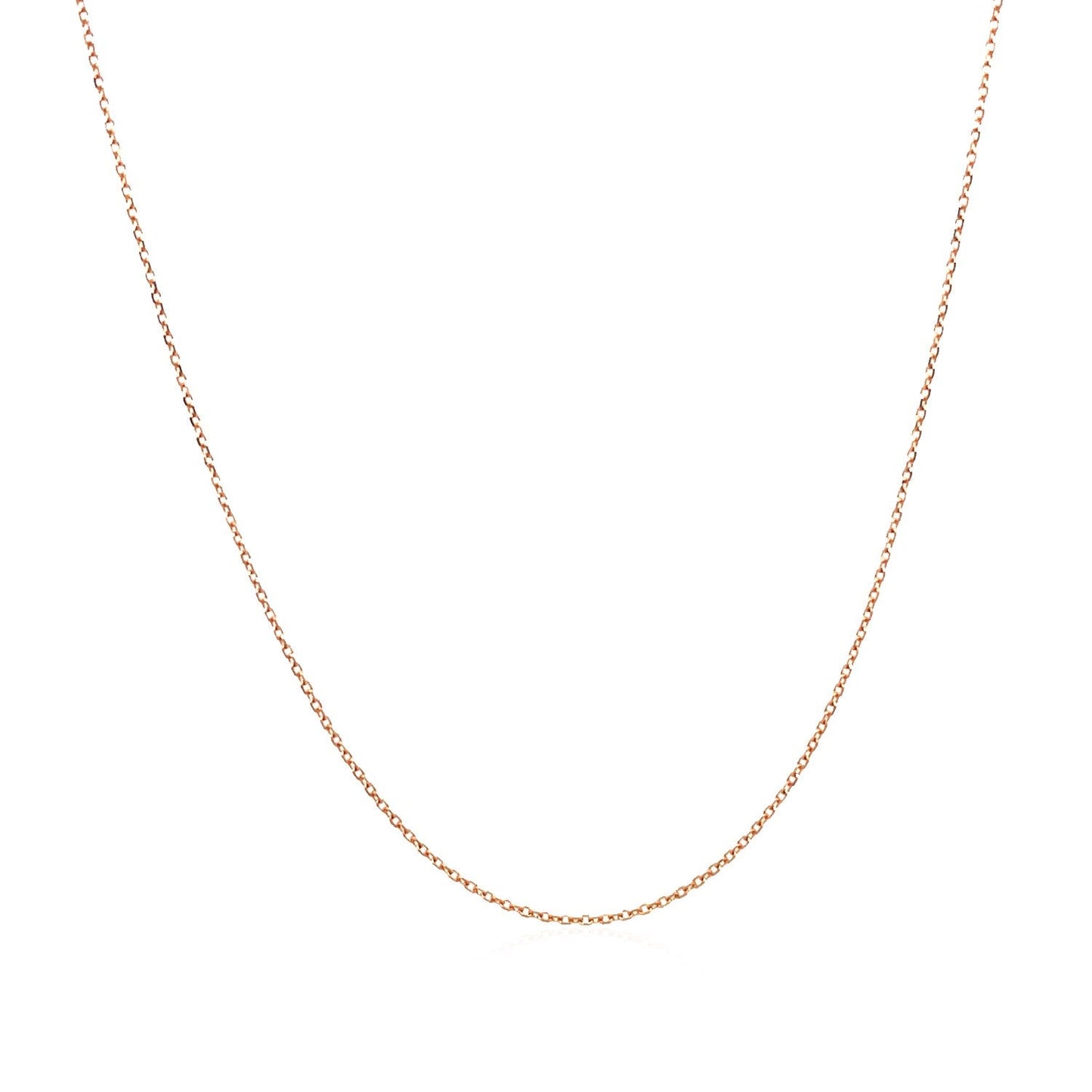Cadena de eslabones tipo cable con corte de diamante en oro rosa de 14k y 0.7mm