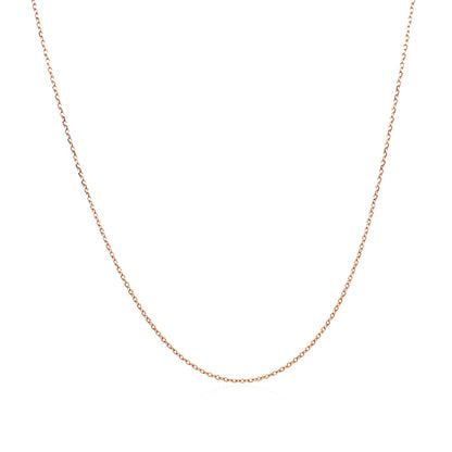 Cadena de eslabones tipo cable con corte de diamante en oro rosa de 14k y 0.7mm