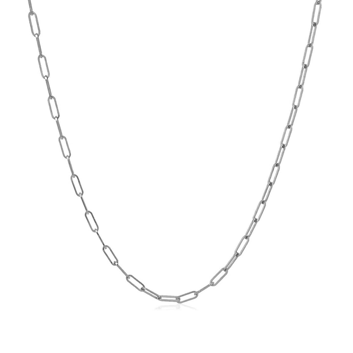 Cadena fina de oro blanco de 14K con diseño de clip (1.5mm)