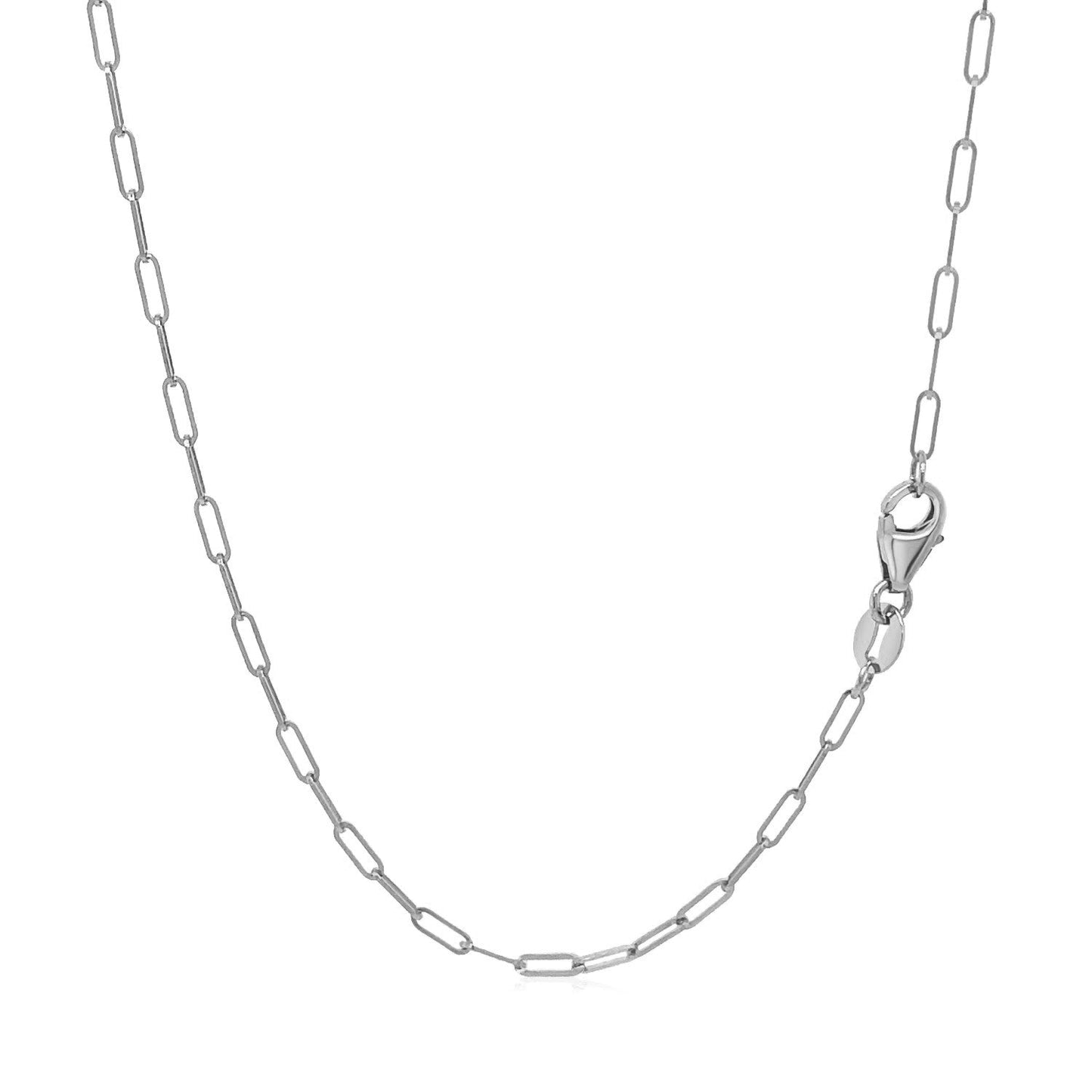 Cadena fina de oro blanco de 14K con diseño de clip (1.5mm)