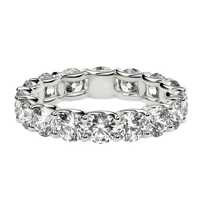 Anillo de eternidad de diamantes redondos cultivados en laboratorio de oro blanco de 14k (4 ct de peso total FG/VS2)