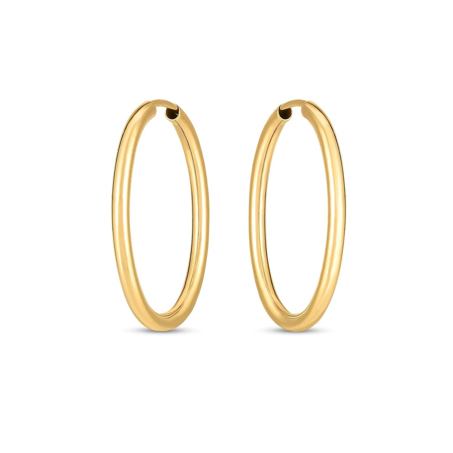 Pendientes de aro ovalados infinitos de oro amarillo de 14k (2x25mm)