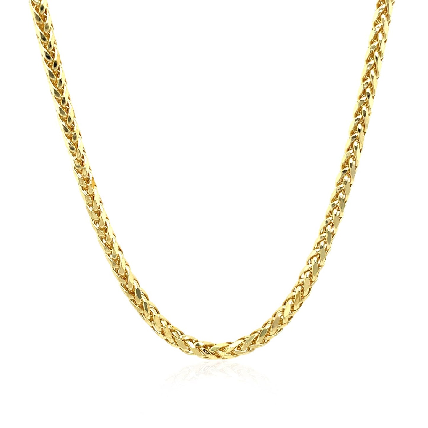 Cadena Franco redonda de oro amarillo de 14k de 2.7mm con corte de diamante ligero