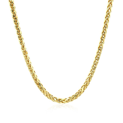 Cadena Franco redonda de oro amarillo de 14k de 2.7mm con corte de diamante ligero