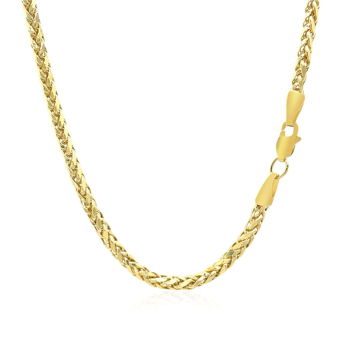 Cadena Franco redonda de oro amarillo de 14k de 2.7mm con corte de diamante ligero