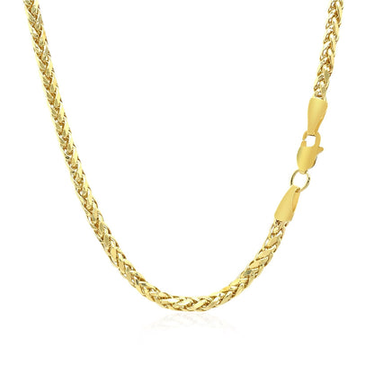 Cadena Franco redonda de oro amarillo de 14k de 2.7mm con corte de diamante ligero