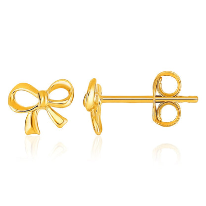 Pendientes de poste de oro amarillo de 14k estilo lazo