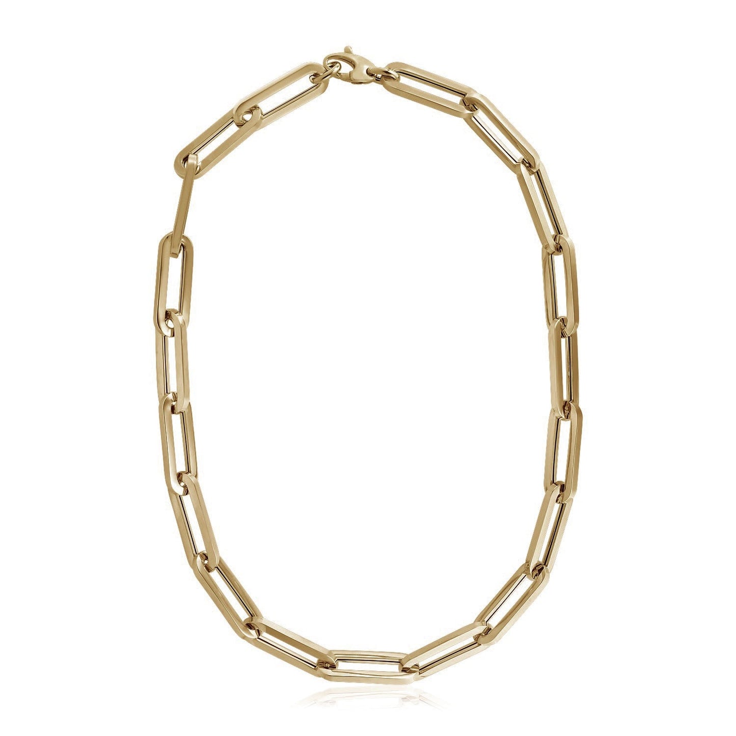 Gargantilla de cadena Paperclip extra ancha de oro amarillo de 14k
