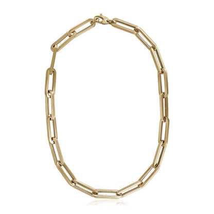 Gargantilla de cadena Paperclip extra ancha de oro amarillo de 14k