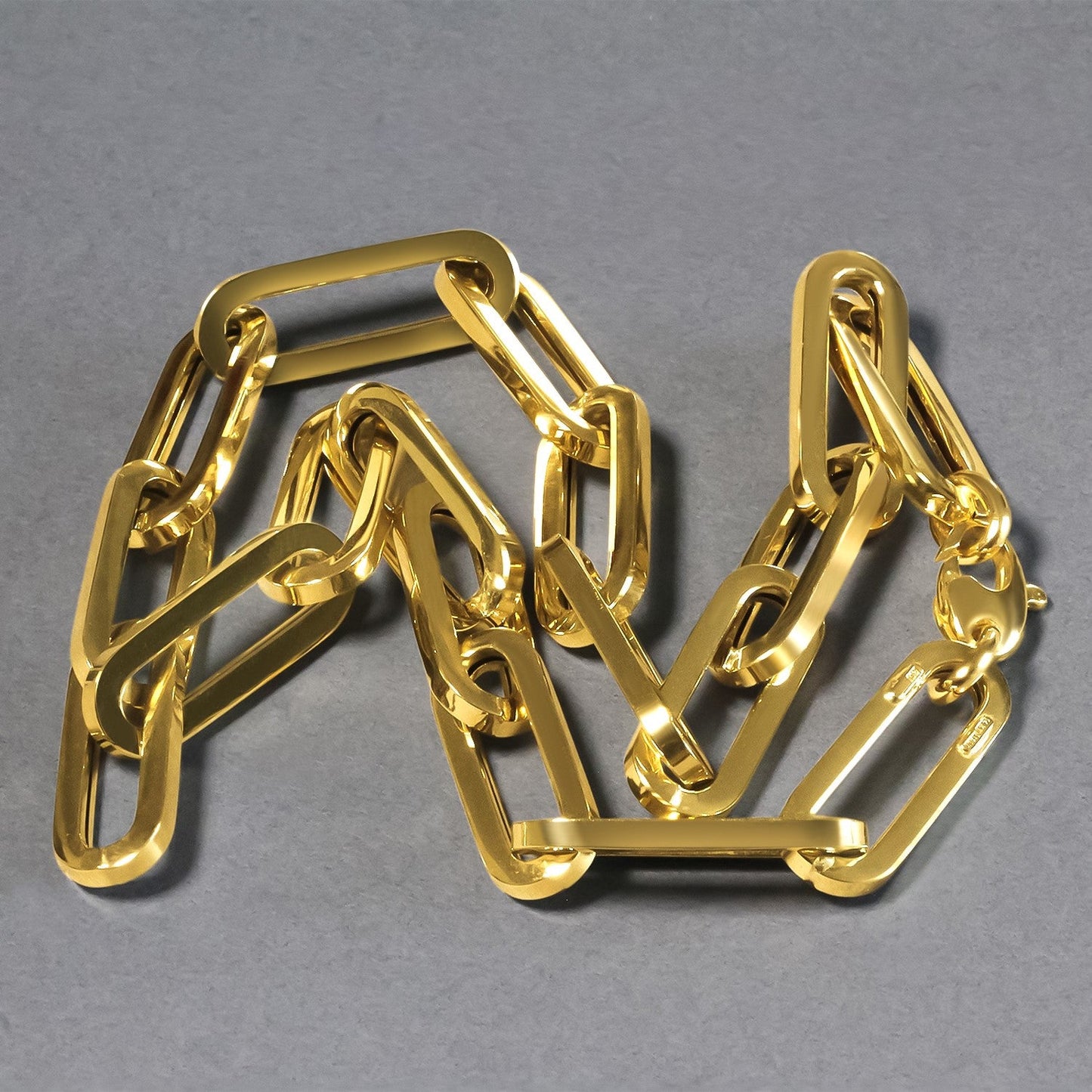 Gargantilla de cadena Paperclip extra ancha de oro amarillo de 14k