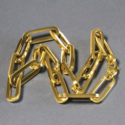 Gargantilla de cadena Paperclip extra ancha de oro amarillo de 14k