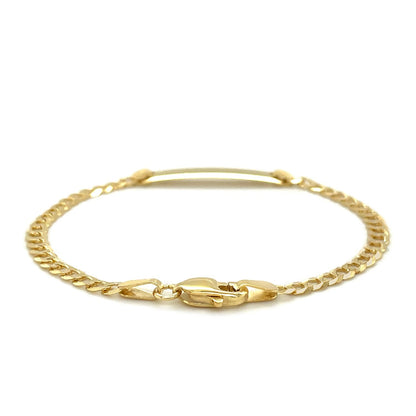 Pulsera de identificación infantil de oro amarillo de 14k estilo eslabón cubano