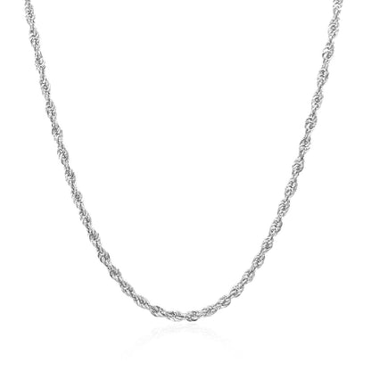 Cadena de cuerda ligera de oro blanco de 14k de 2.0mm