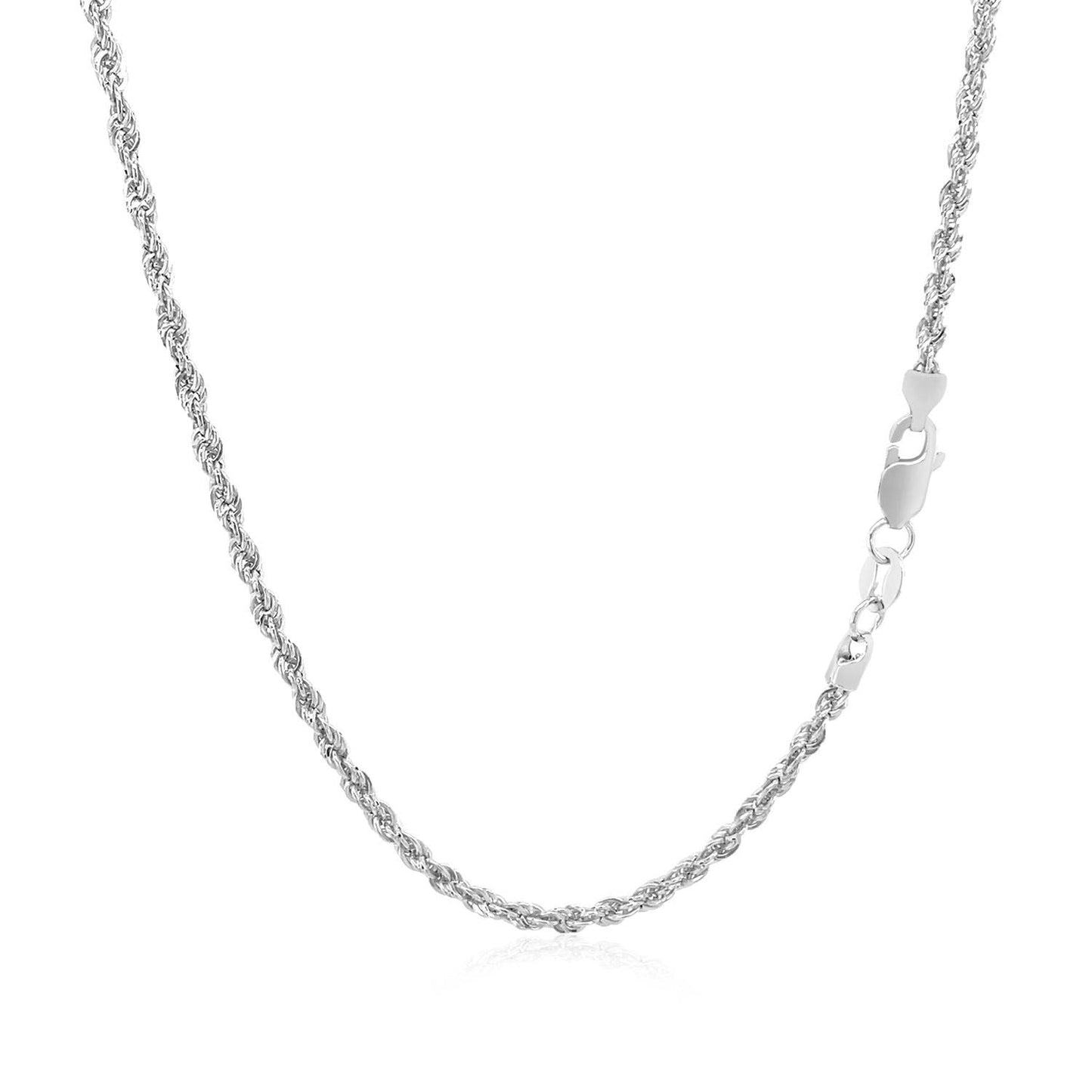 Cadena de cuerda ligera de oro blanco de 14k de 2.0mm