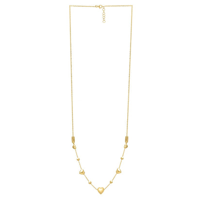 Collar Ajustable de Corazón Inflado de Oro Amarillo de 14k