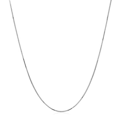 Cadena de caja doblemente extensible de oro blanco de 14k (0,6 mm)