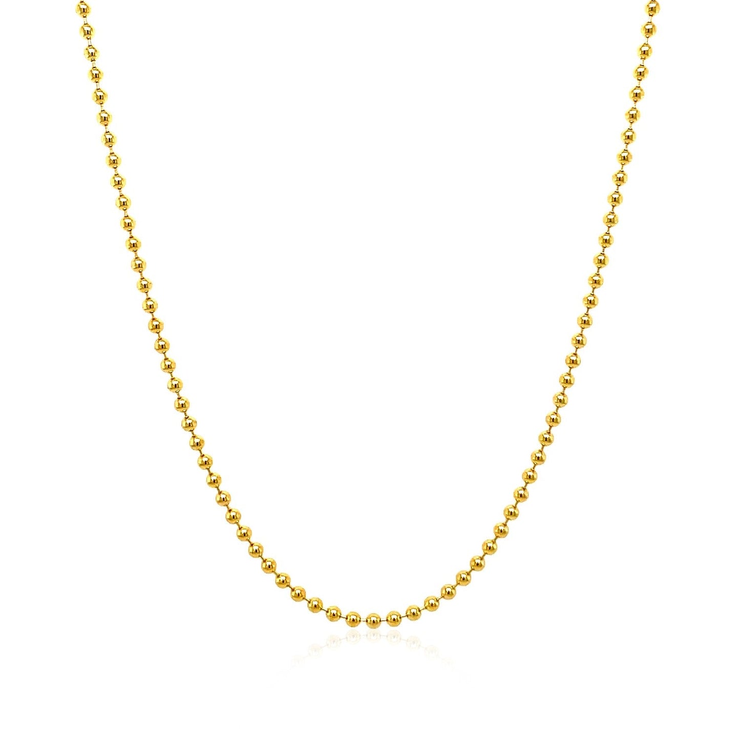 Cadena de cuentas de oro amarillo de 14k y 1,5mm