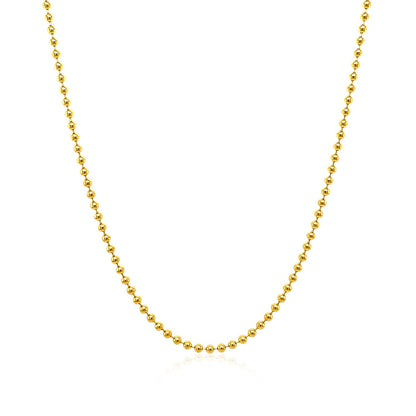 Cadena de cuentas de oro amarillo de 14k y 1,5mm