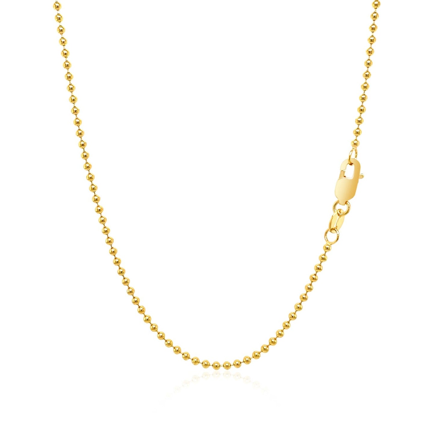 Cadena de cuentas de oro amarillo de 14k y 1,5mm