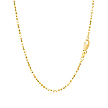 Cadena de cuentas de oro amarillo de 14k y 1,5mm