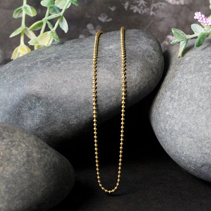 Cadena de cuentas de oro amarillo de 14k y 1,5mm