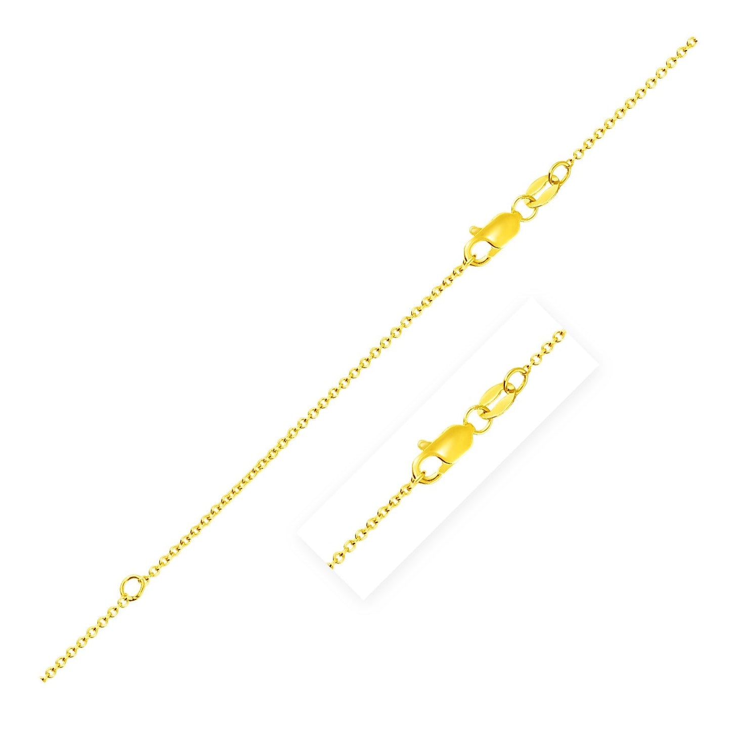 Cadena extensora de cable de oro amarillo de 14k (1.0mm)