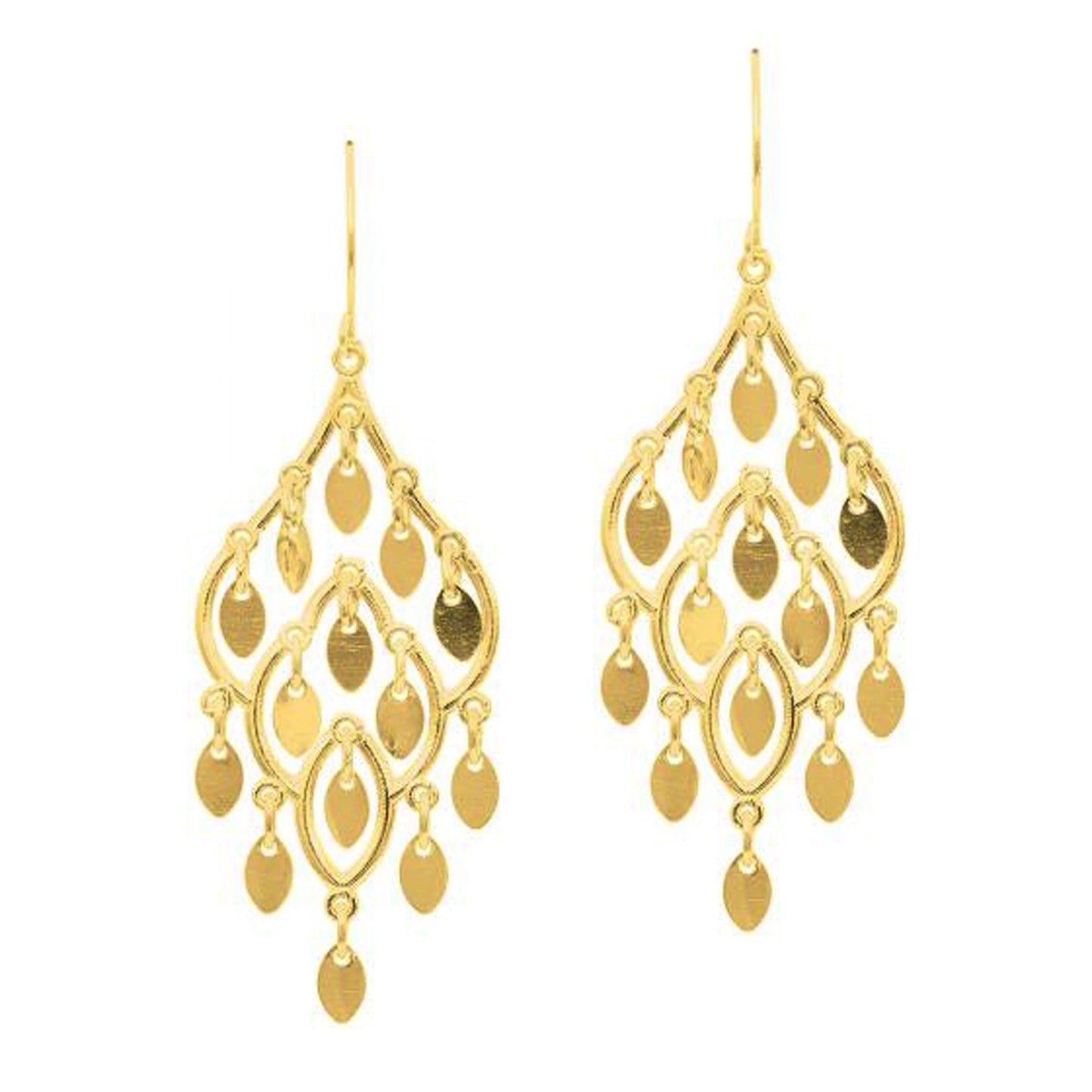 Pendientes Colgantes Pulidos de Oro Amarillo de 14K