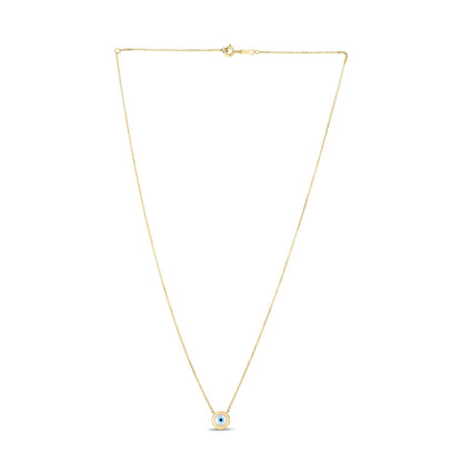 Gargantilla de ojo turco de nácar de oro amarillo de 14k