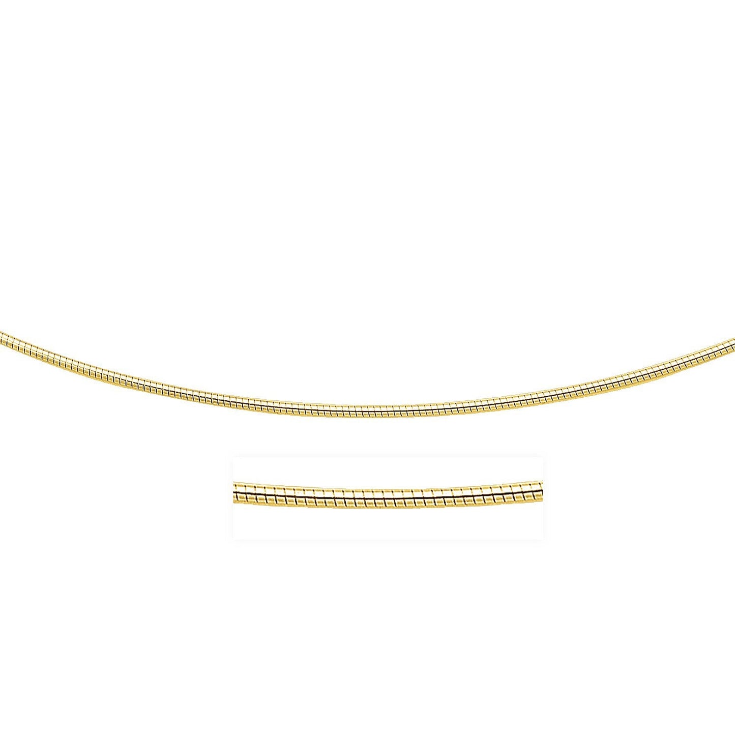 Collar de oro amarillo de 14k estilo cadena Omega redonda