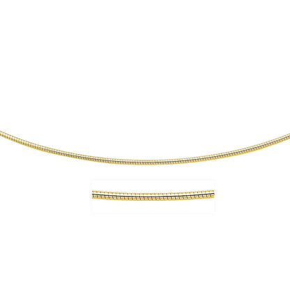 Collar de oro amarillo de 14k estilo cadena Omega redonda