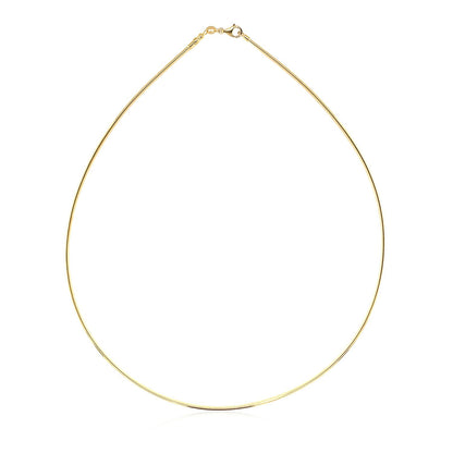 Collar de oro amarillo de 14k estilo cadena Omega redonda
