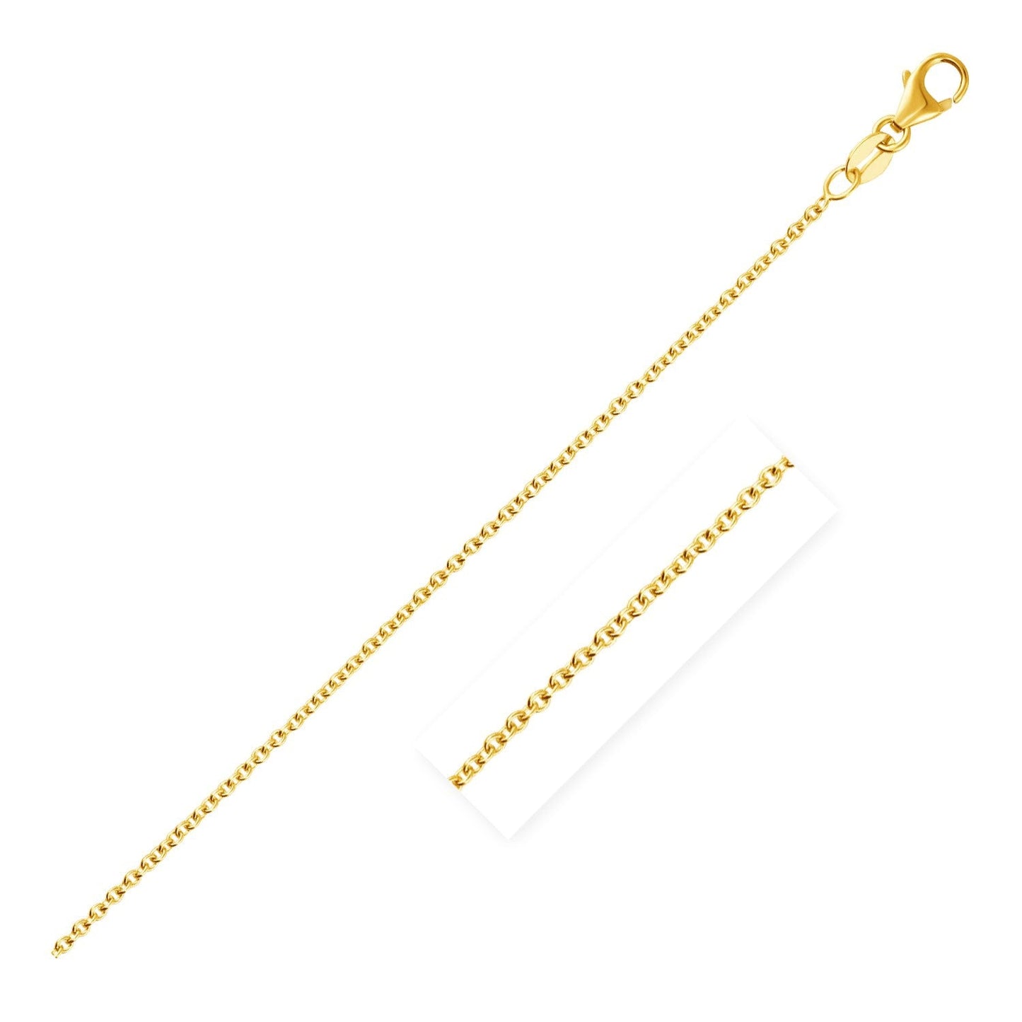 Cadena de eslabones redondos tipo cable de oro amarillo de 14k y 1.9 mm