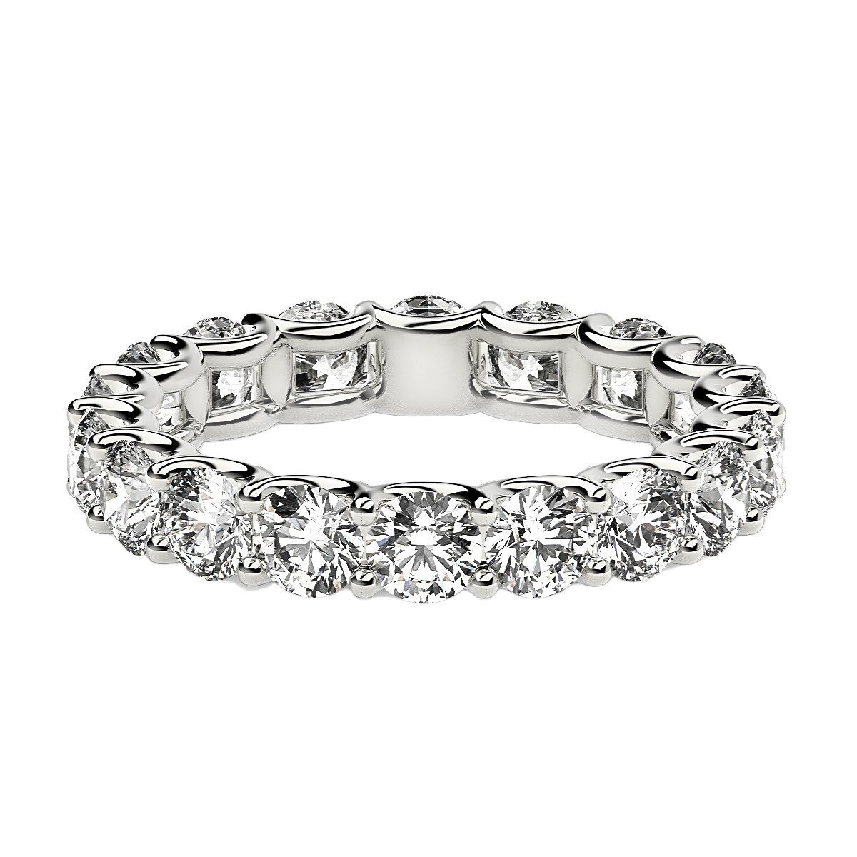 Anillo de eternidad de diamantes cultivados en laboratorio de talla redonda en oro blanco de 14k (2 ct. p.t. FG/VS2)
