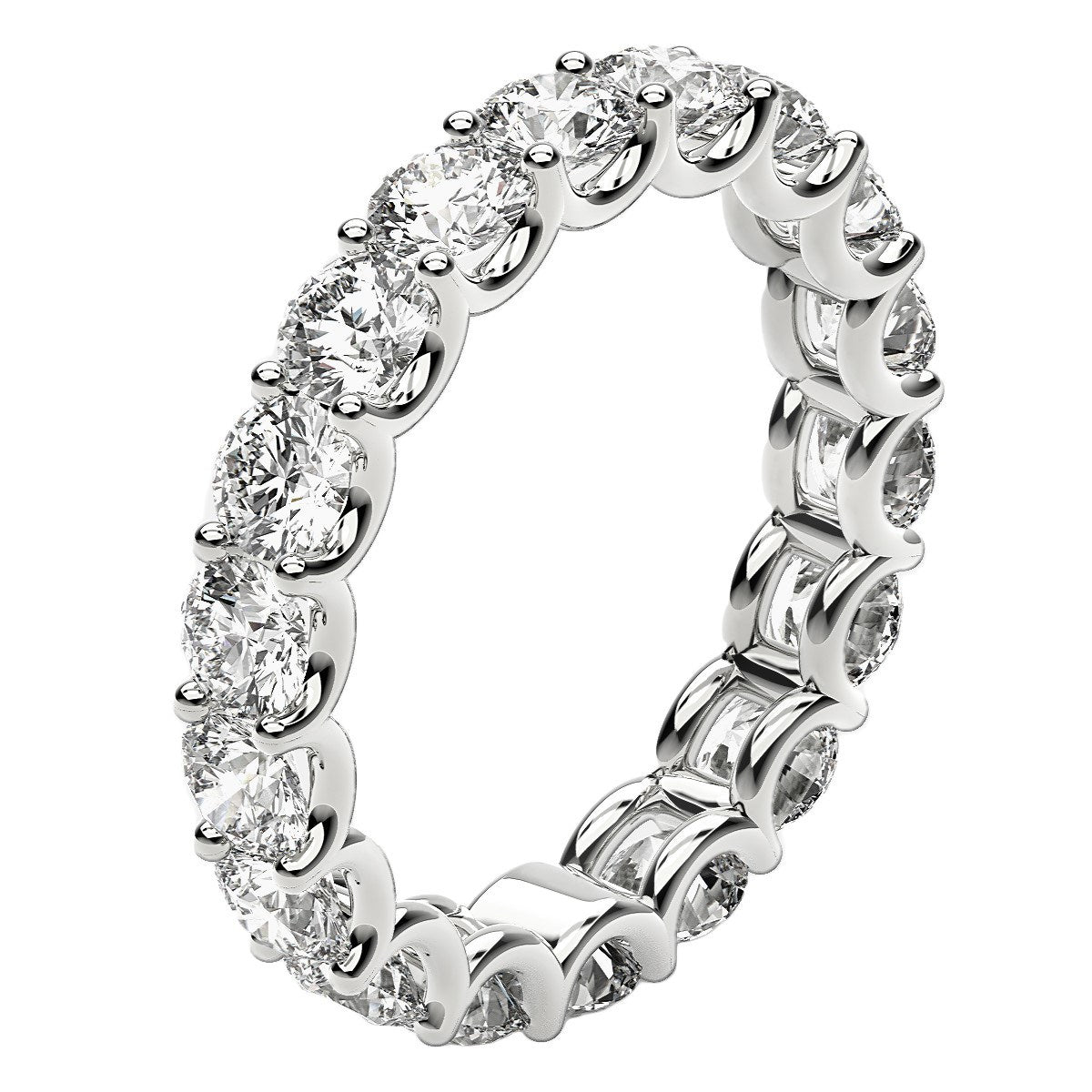 Anillo de eternidad de diamantes cultivados en laboratorio de talla redonda en oro blanco de 14k (2 ct. p.t. FG/VS2)