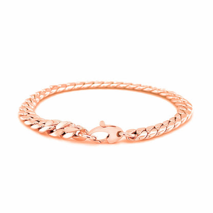 Pulsera eslabones cubanos de oro rosa de 14K