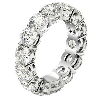 Anillo de eternidad de diamantes redondos cultivados en laboratorio de oro blanco de 14k (6 quilates peso total FG/VS2)