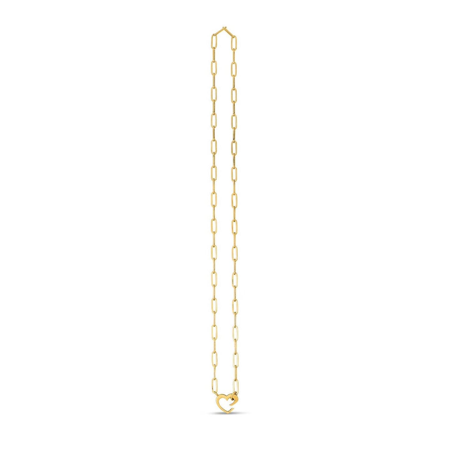 Collar de eslabones tipo clip de oro amarillo de 14k con elemento de corazón