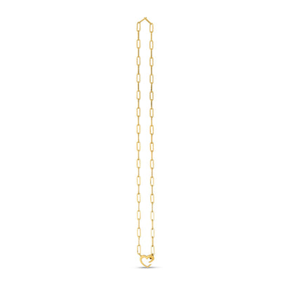 Collar de eslabones tipo clip de oro amarillo de 14k con elemento de corazón