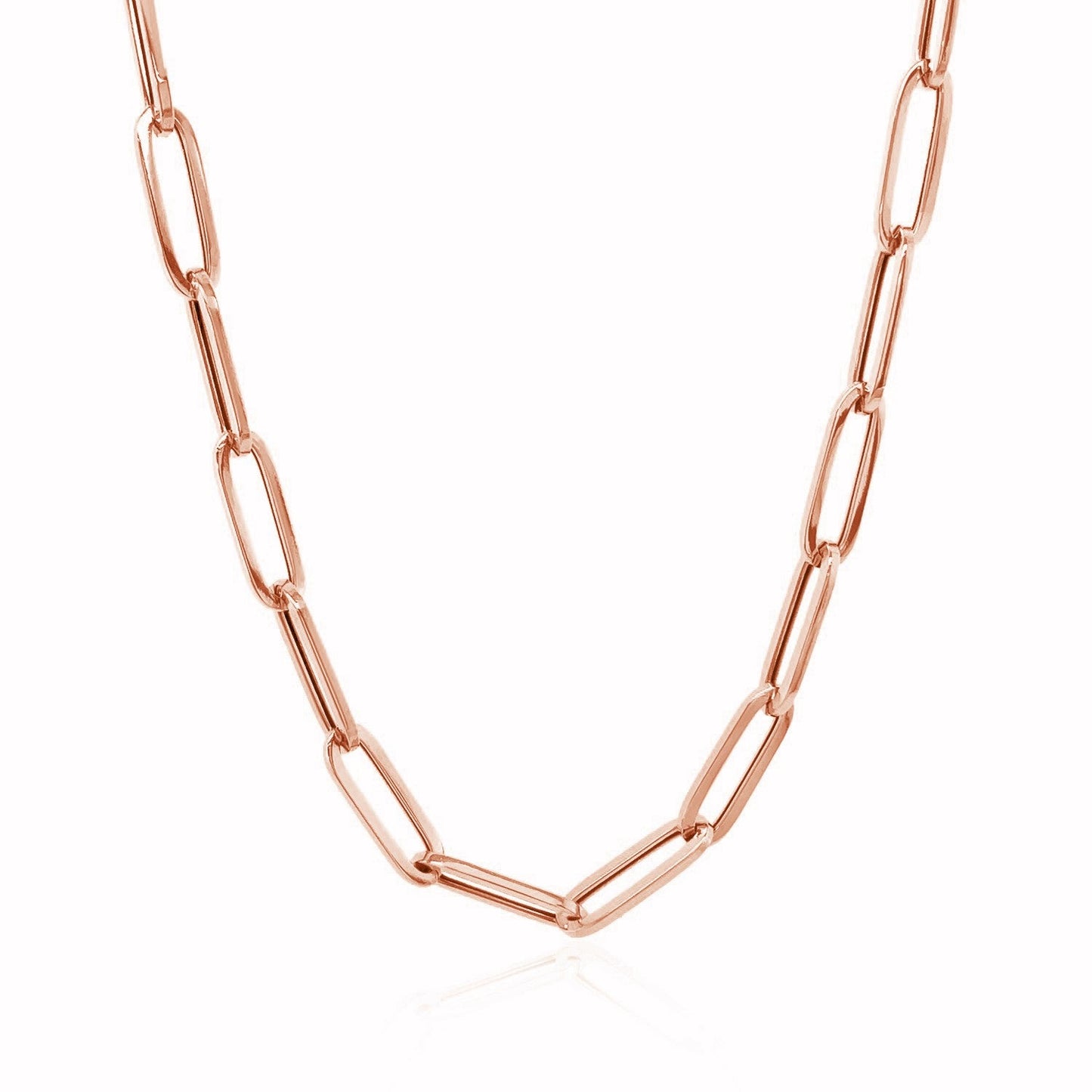 Cadena de eslabones ovalados gruesa de oro rosa de 14K (4.2 mm)