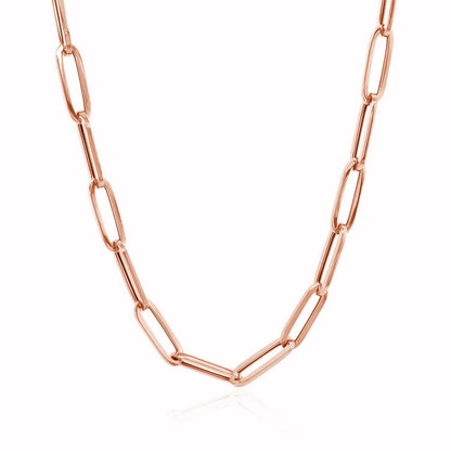 Cadena de eslabones ovalados gruesa de oro rosa de 14K (4.2 mm)