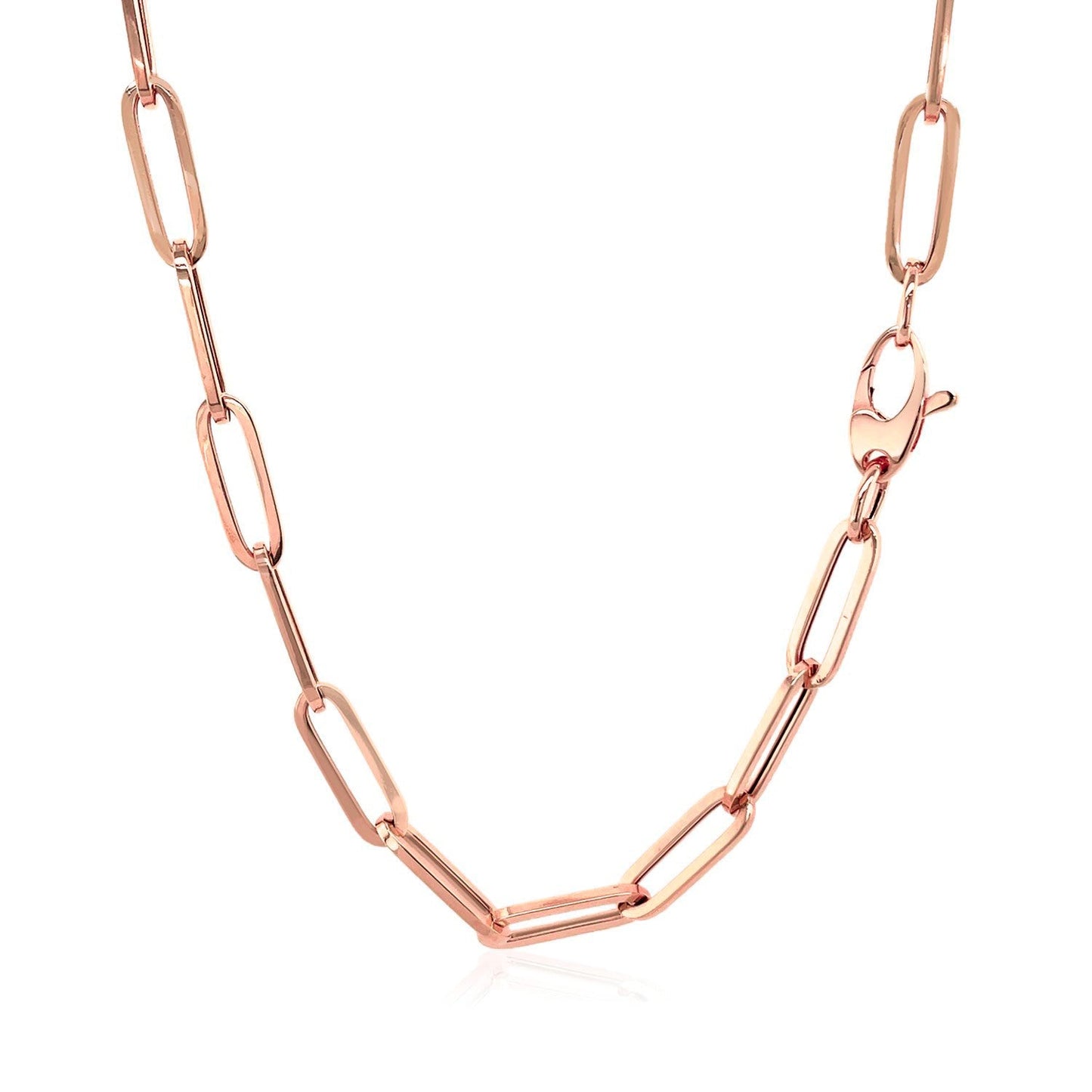 Cadena de eslabones ovalados gruesa de oro rosa de 14K (4.2 mm)
