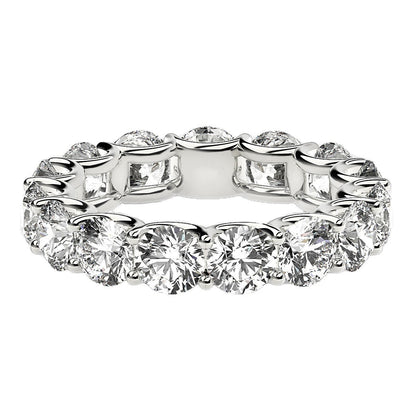 Anillo de eternidad de diamantes cultivados en laboratorio de talla redonda en oro blanco de 14k (5 quilates FG/VS2)