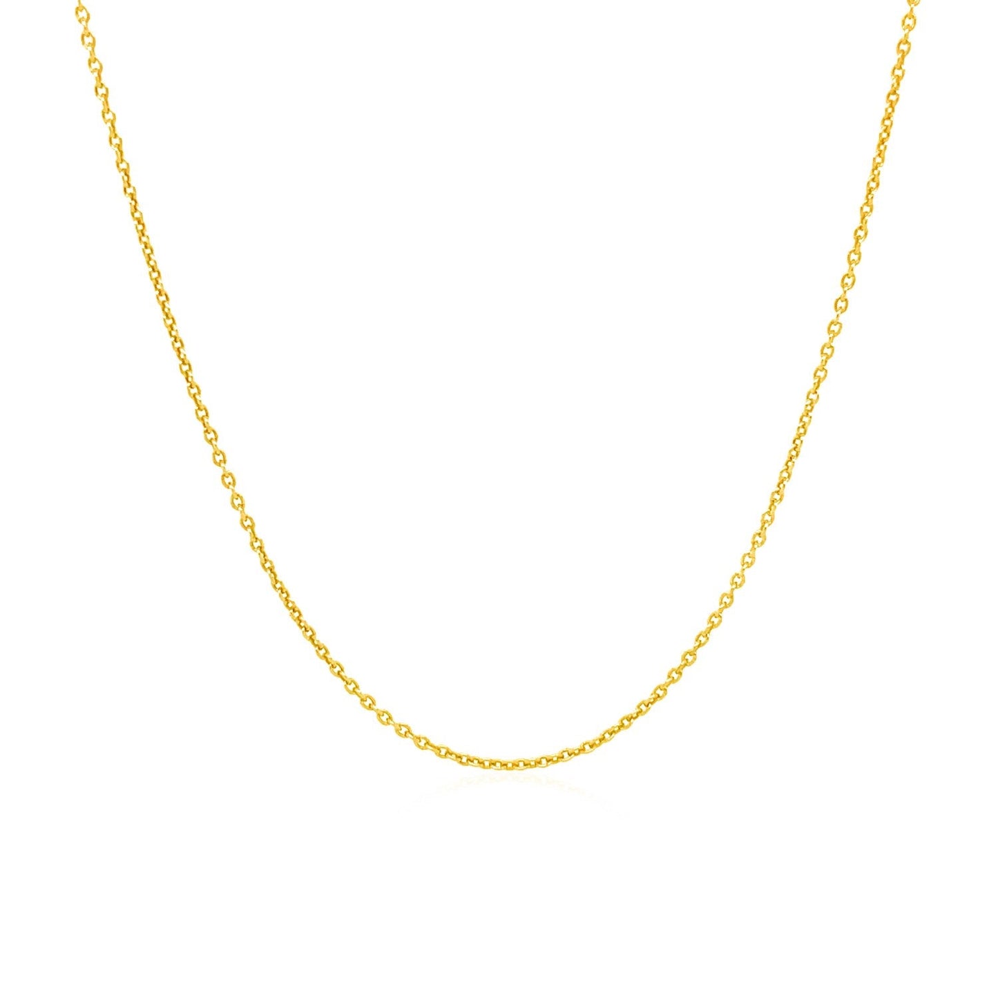 Cadena de eslabones redondos tipo cable de oro amarillo de 14k de 1.1mm