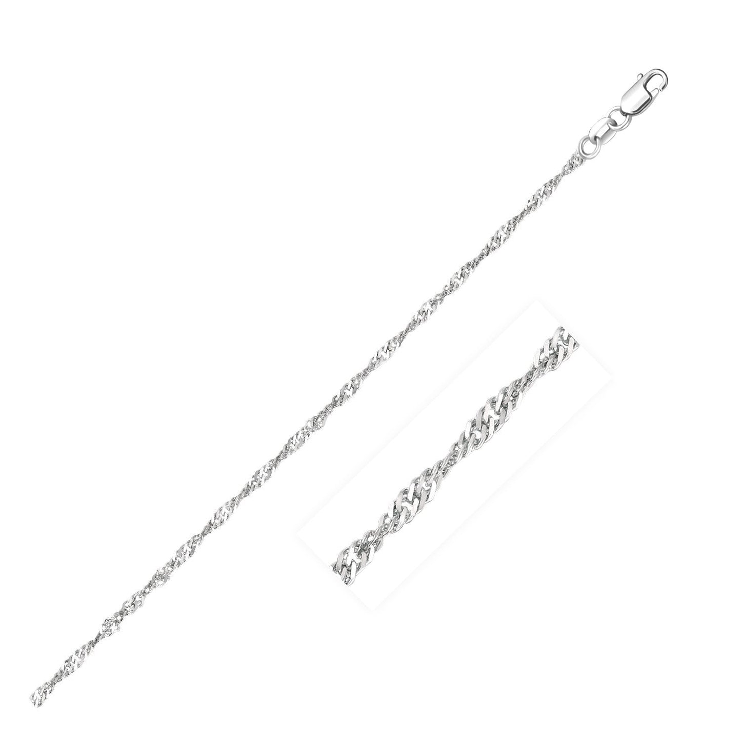 Cadena Singapur de oro blanco de 14k de 1.7 mm