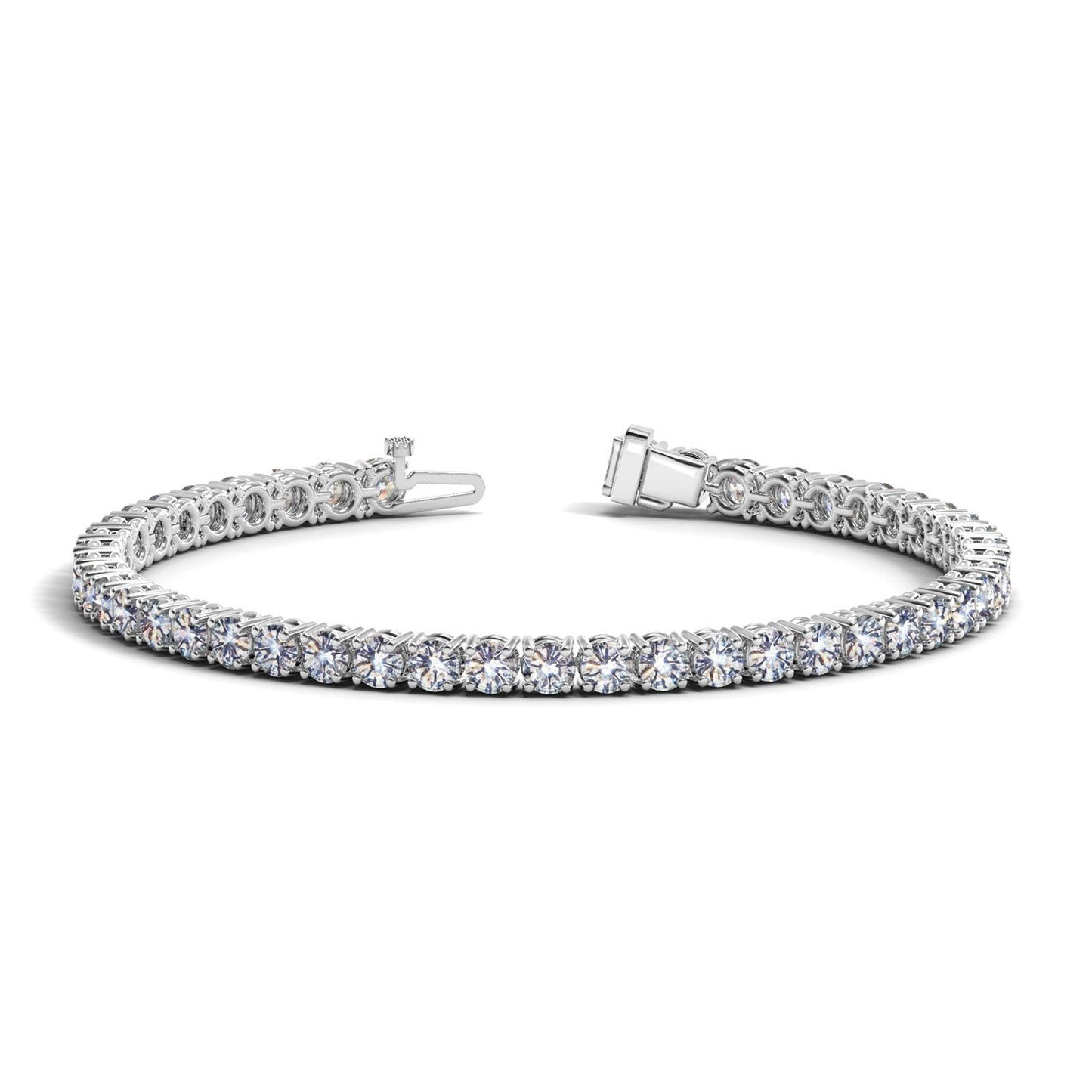 Pulsera de tenis de oro blanco de 14k con diamantes redondos cultivados en laboratorio (8 ct. pt. F/G VS2/SI1)