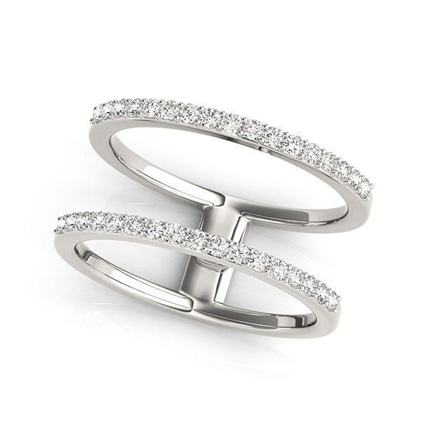 Anillo de doble banda de oro blanco de 14k con diamantes (1/3 de quilate en total)