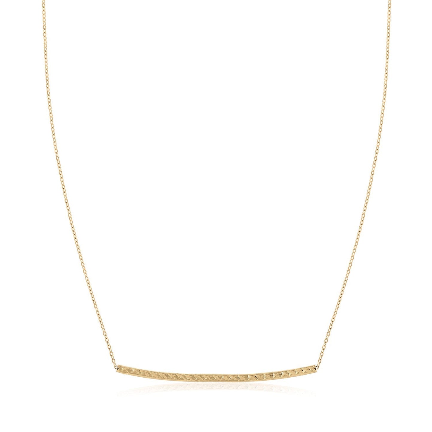 Collar de barra delgada texturizada de oro amarillo de 14k