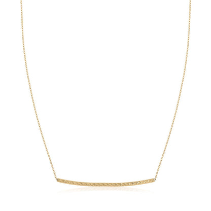 Collar de barra delgada texturizada de oro amarillo de 14k