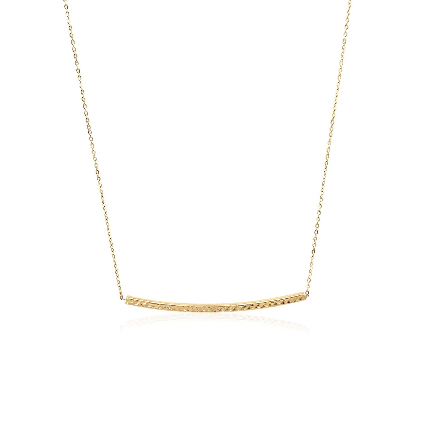 Collar de barra delgada texturizada de oro amarillo de 14k