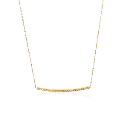 Collar de barra delgada texturizada de oro amarillo de 14k